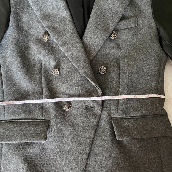 Generation Love Enzo Blazer with Leather Arms and Grey Wool Body. Sz XS EUC - Picture 11 of 16